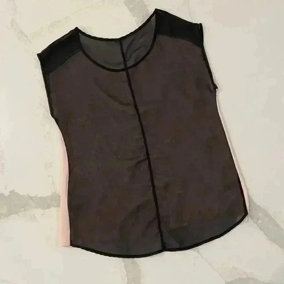 Charlotte Russe Semi Sheer Pink Black Short Sleeve Blouse Studded Women’s Small - Picture 6 of 7